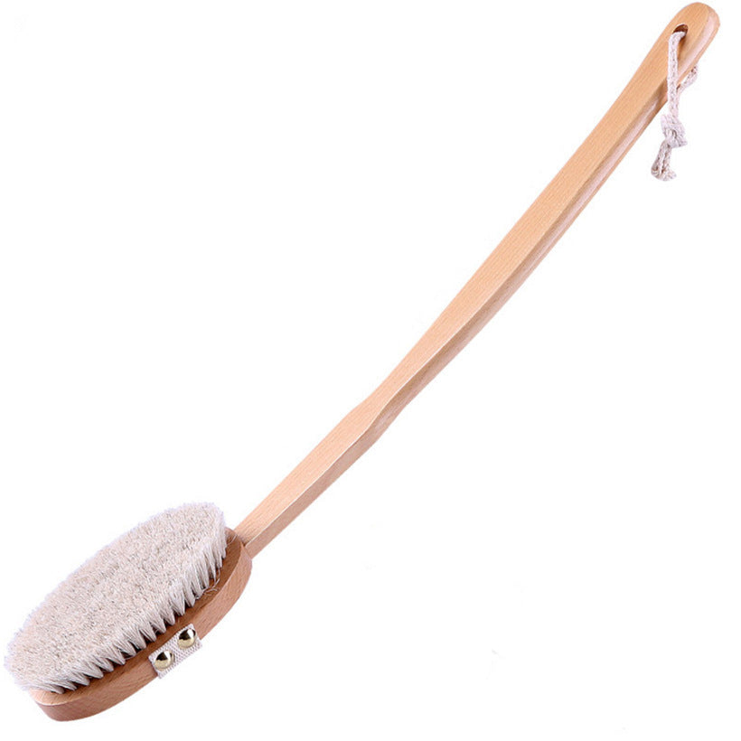Removable Pig Bristle Bath Brush Exfoliating Body Dry Brushing Beech