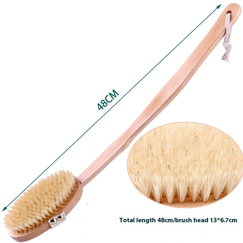 Removable Pig Bristle Bath Brush Exfoliating Body Dry Brushing Beech