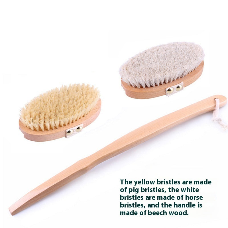Removable Pig Bristle Bath Brush Exfoliating Body Dry Brushing Beech