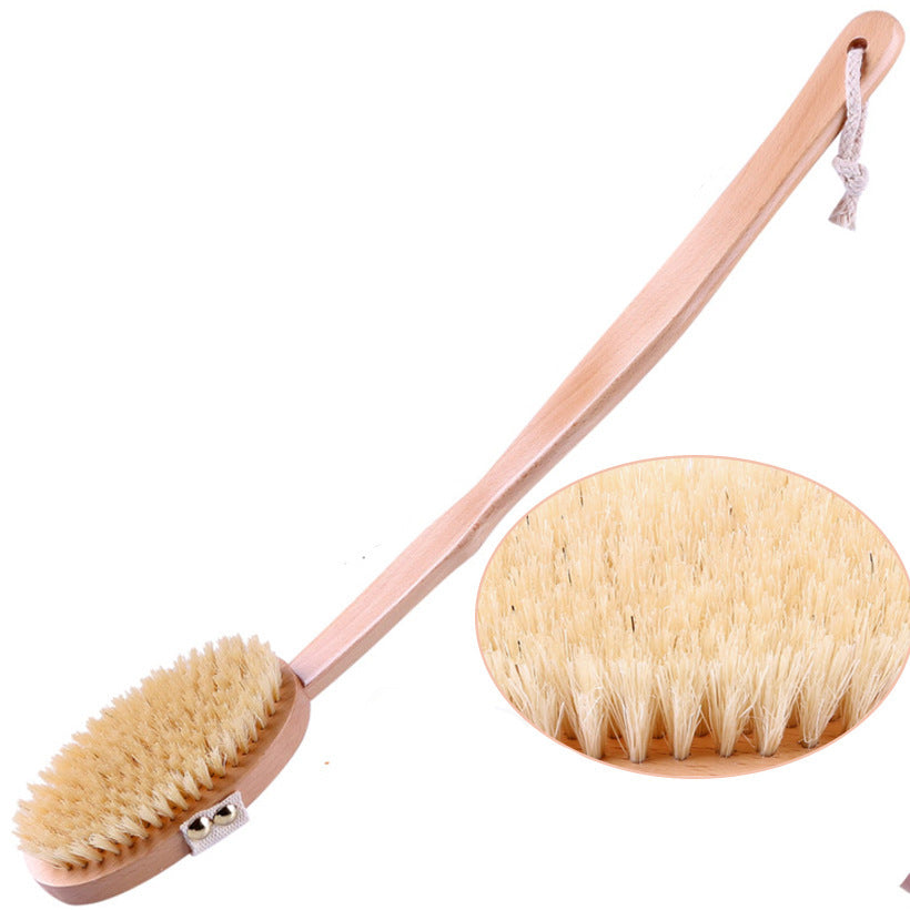 Removable Pig Bristle Bath Brush Exfoliating Body Dry Brushing Beech