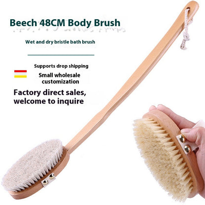 Removable Pig Bristle Bath Brush Exfoliating Body Dry Brushing Beech